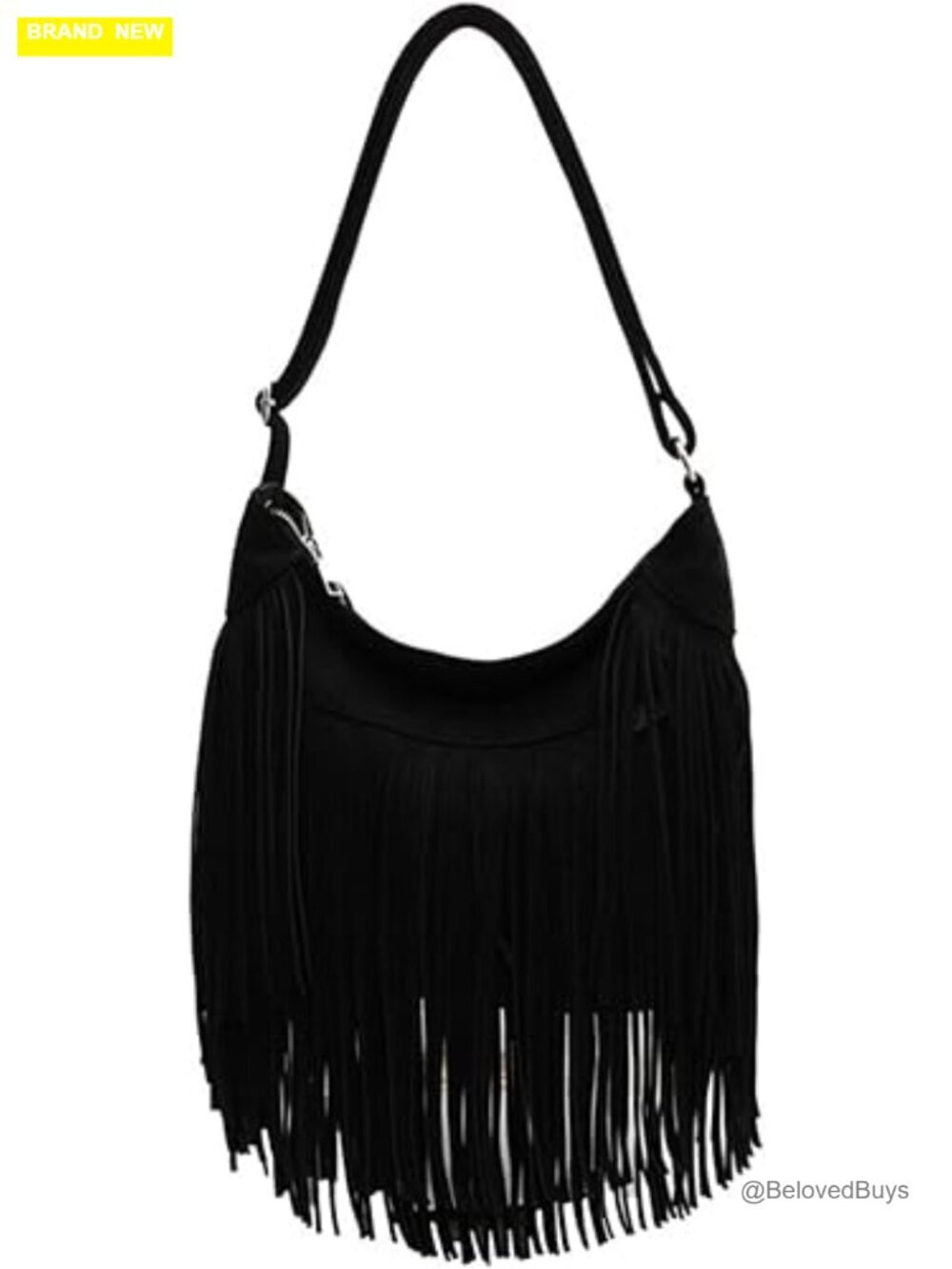 Vintage Suede Fringe Hobo Bag Tote Shoulder Crossbody Purse